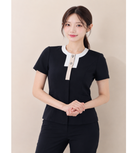 네이비 플라워넥