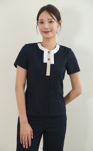 네이비 플라워넥