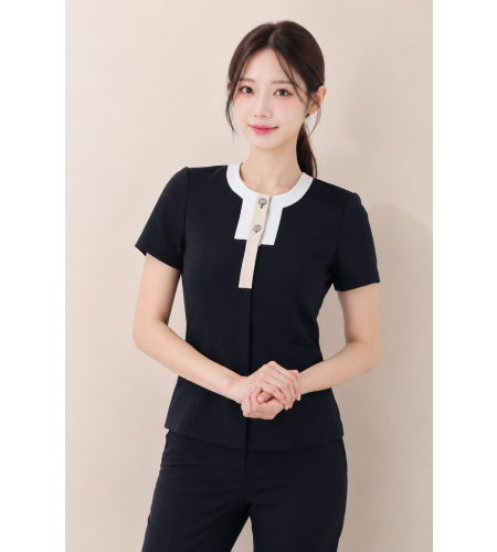 네이비 플라워넥