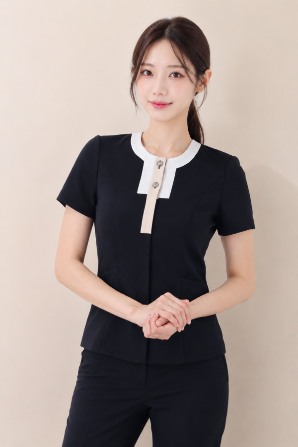 네이비 플라워넥